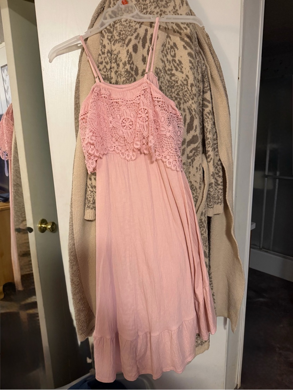 Pink Crochet Ruffle Midi Dress - Picture 2 of 2
